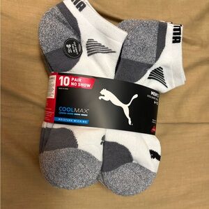 Puma Men's Athletic No Show Socks - White and Gray